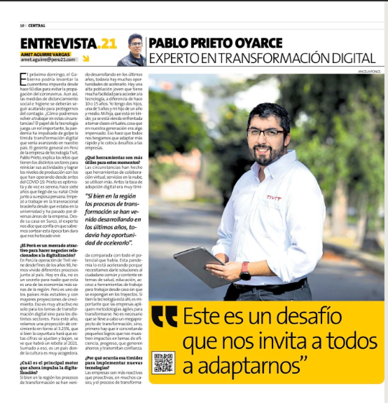 Entrevista Peru21_ Pablo Prieto_ Experto en transformación digital